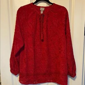 Chico's Vibrant Red Lace Blouse
